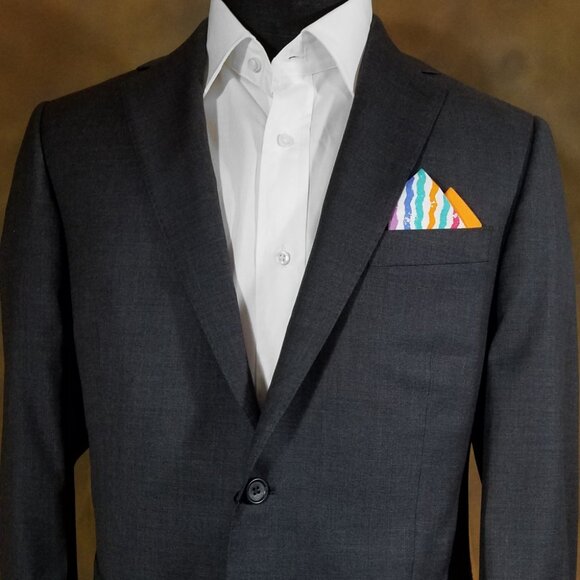 NEW - Contrasting Color 100% Cotton Pre-Folded Pocket Square Handkerchief Insert - Picture 1 of 8